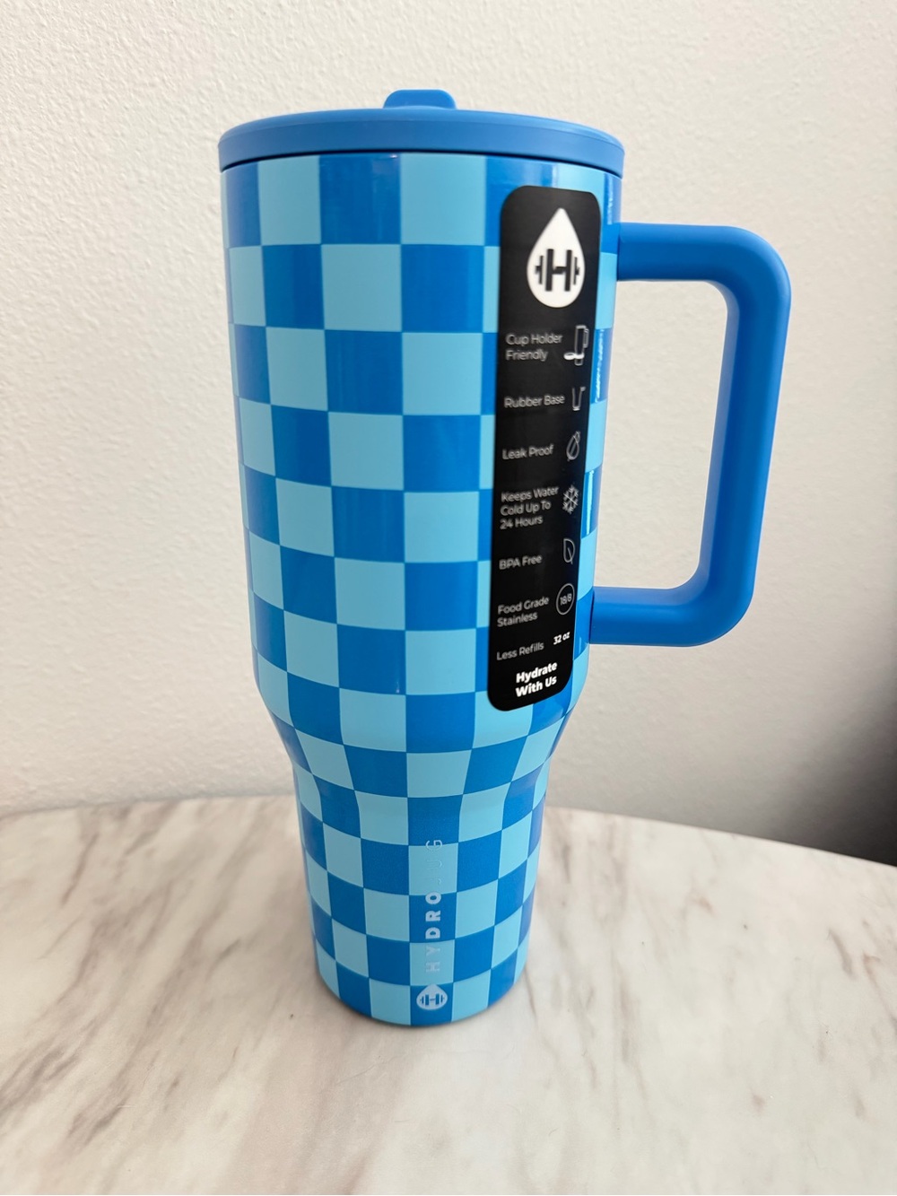 Hydrojug Cobalt Checkers 32oz Traveler